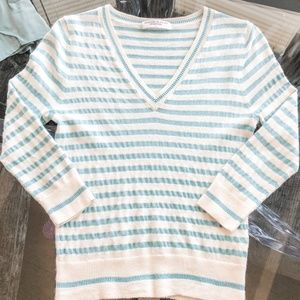 Majestic Filatures | Deluxe Tricot Cashmere Metallic Sweater | Aqua | Size 2